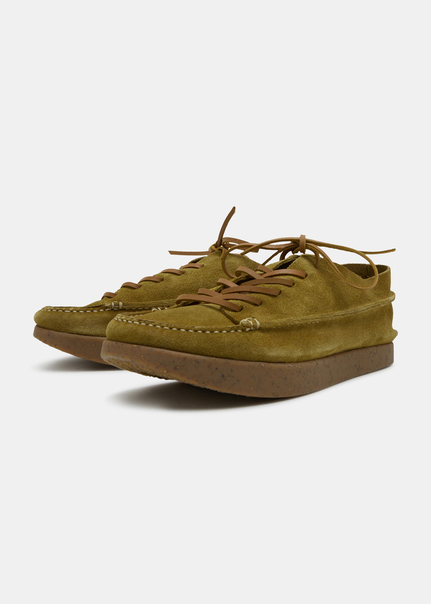 Finn Suede Lace Up Shoe On Negative Heel Moss