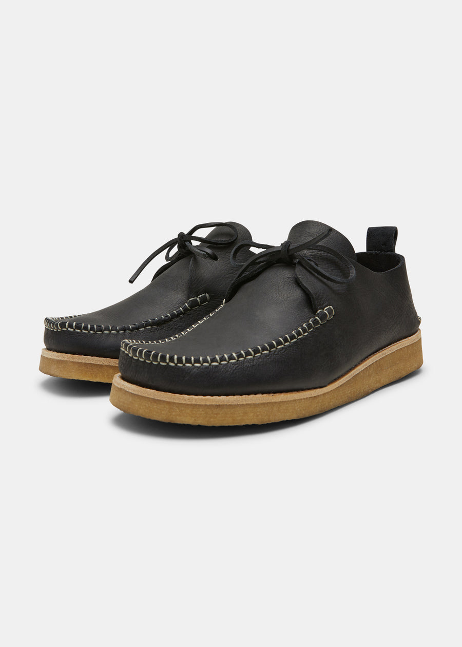 Lawson Leather Moccasin Shoe on Crepe Outsole - Black