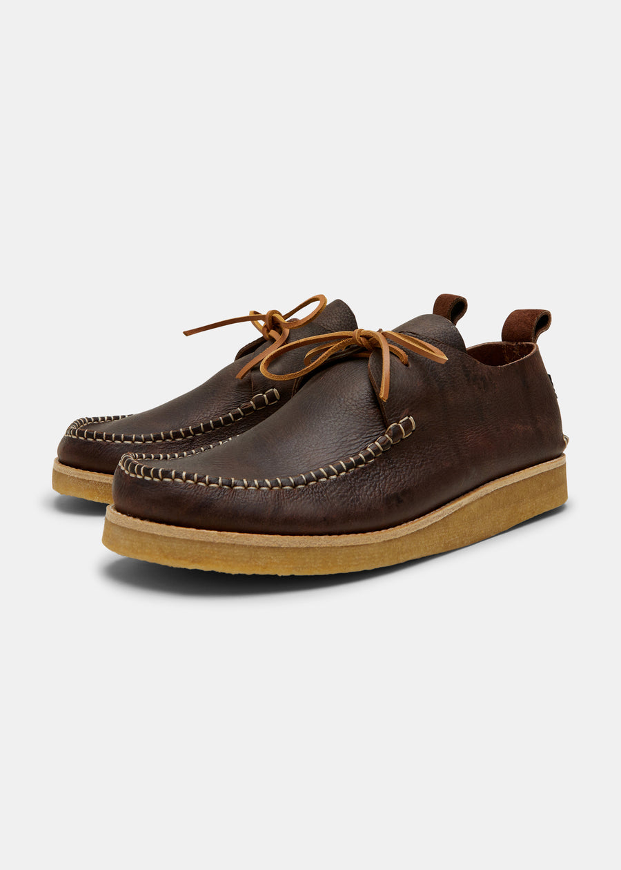 Lawson Leather Moccasin Shoe On Crepe Outsole - Dark Brown