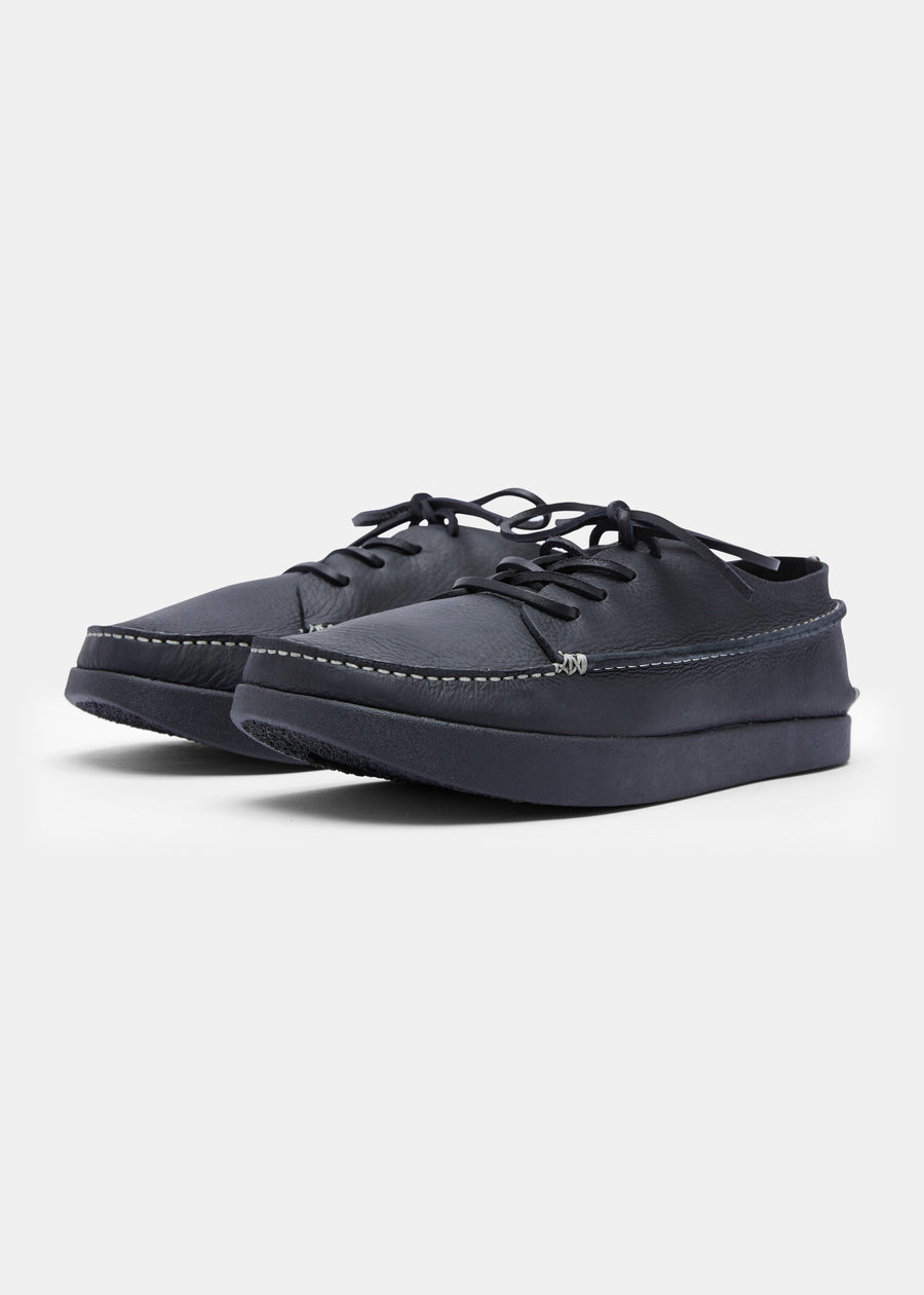 Finn II Leather Shoe On Negative Heel - Black Mono