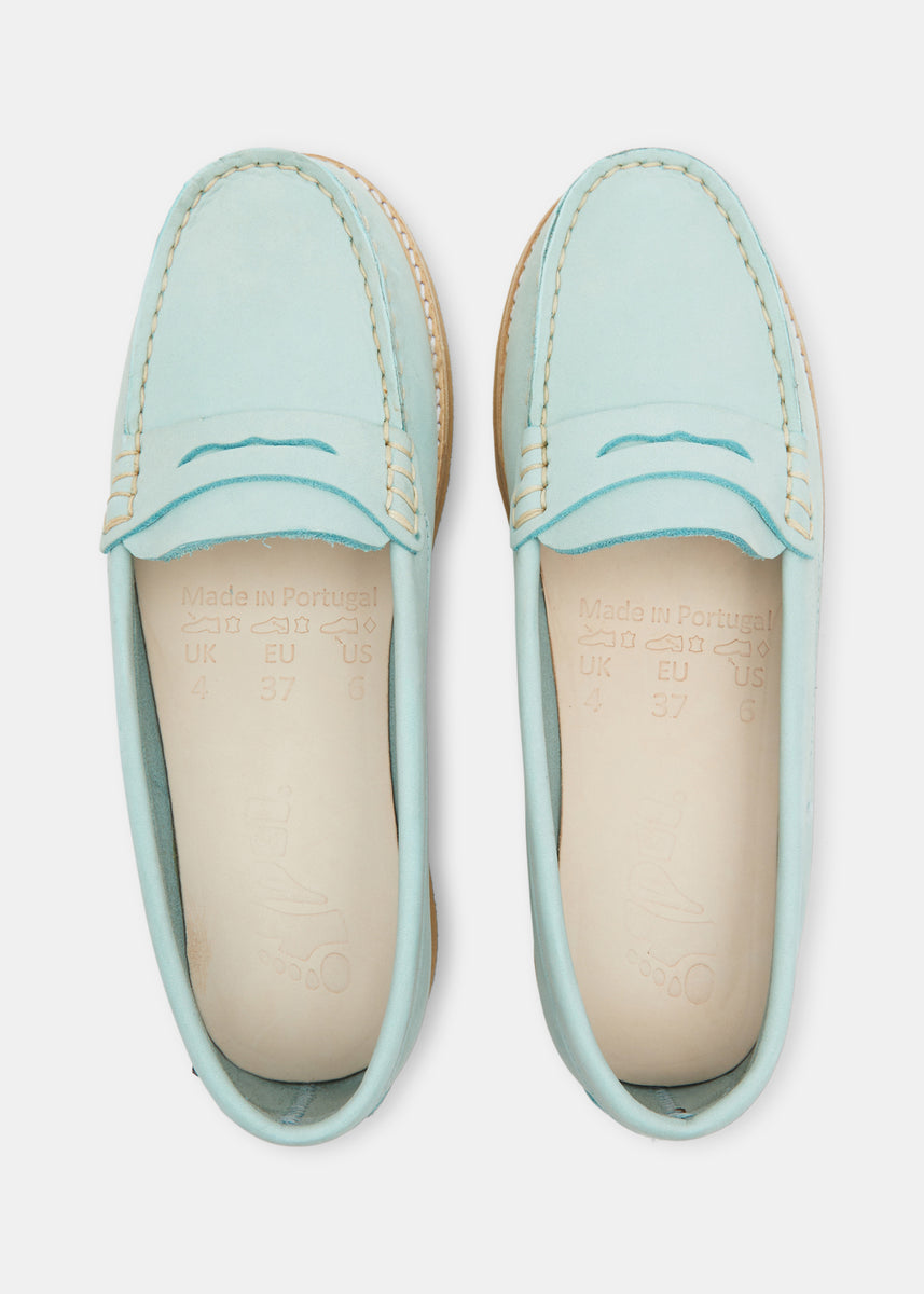 Rudy Womens Nubuck Loafer Light Blue