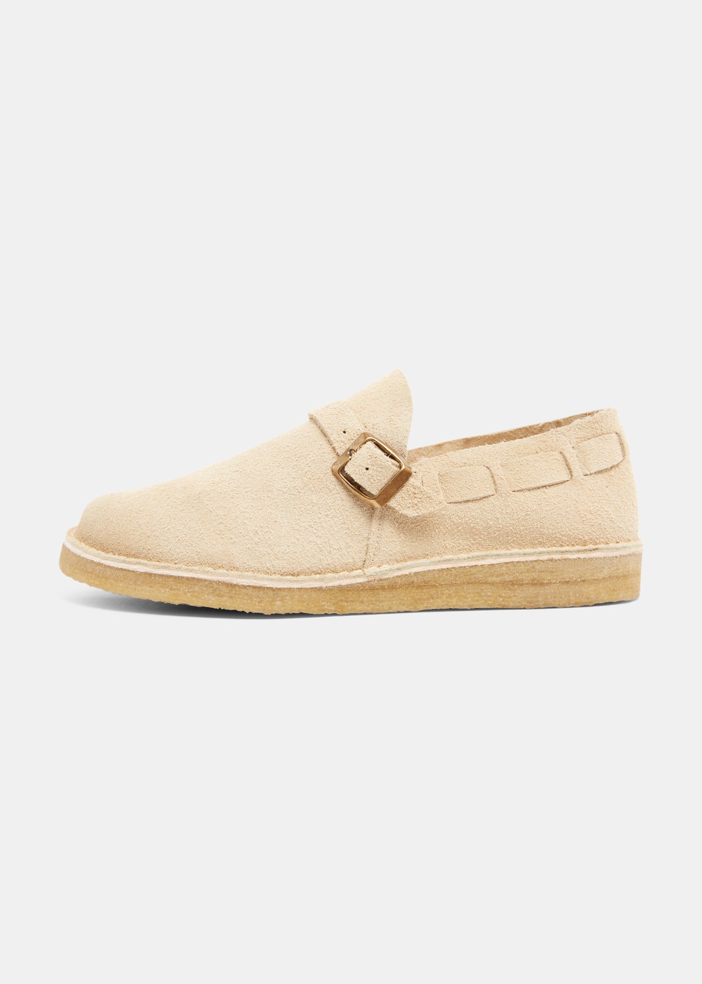 Corso Suede Buckle Monk Shoe On Crepe - Hairy Sand