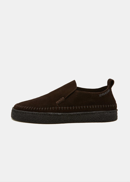 Yogi x Universal Works Hitch Low Loafer on Crepe  - Dark Brown - Side
