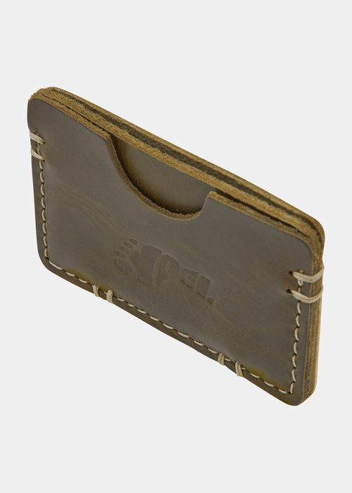 Yogi Leather Card Holder - Moss Green - Angle