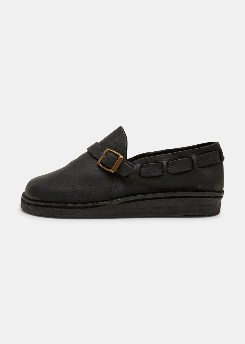 Load image into Gallery viewer, Yogi Corso Leather Buckle Monk Shoe On Crepe - Black - Sole
