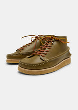 Load image into Gallery viewer, Yogi Fairfield Leather Lace Hooks Boot On Crepe - Moss - Angle

