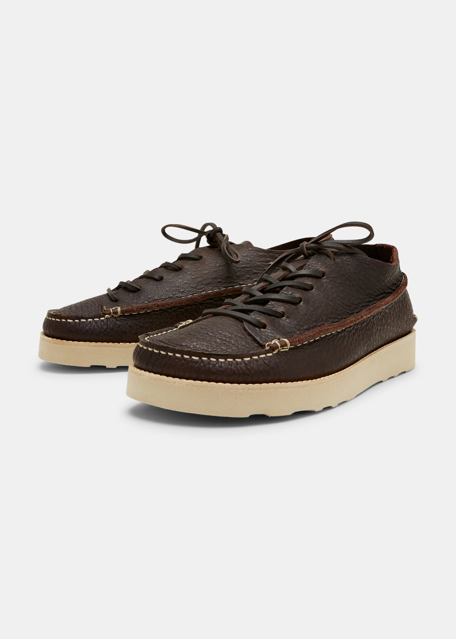 Finn III Textured Ostrich Leather Shoe - Dark Brown