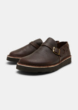 Load image into Gallery viewer, Yogi Corso II Ostrich Leather Buckle Monk Shoe On Eva - Dark Brown - Angle
