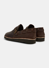 Load image into Gallery viewer, Yogi Corso II Ostrich Leather Buckle Monk Shoe On Eva - Dark Brown - Back
