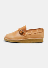 Load image into Gallery viewer, Yogi Corso Vegan Tan Leather Buckle Monk Shoe on Crepe - Natural - Side
