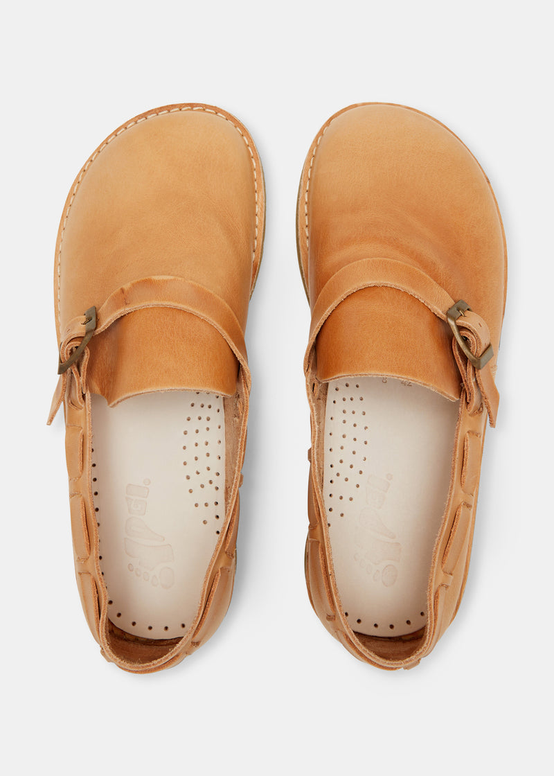 Load image into Gallery viewer, Yogi Corso Vegan Tan Leather Buckle Monk Shoe on Crepe - Natural - Sole
