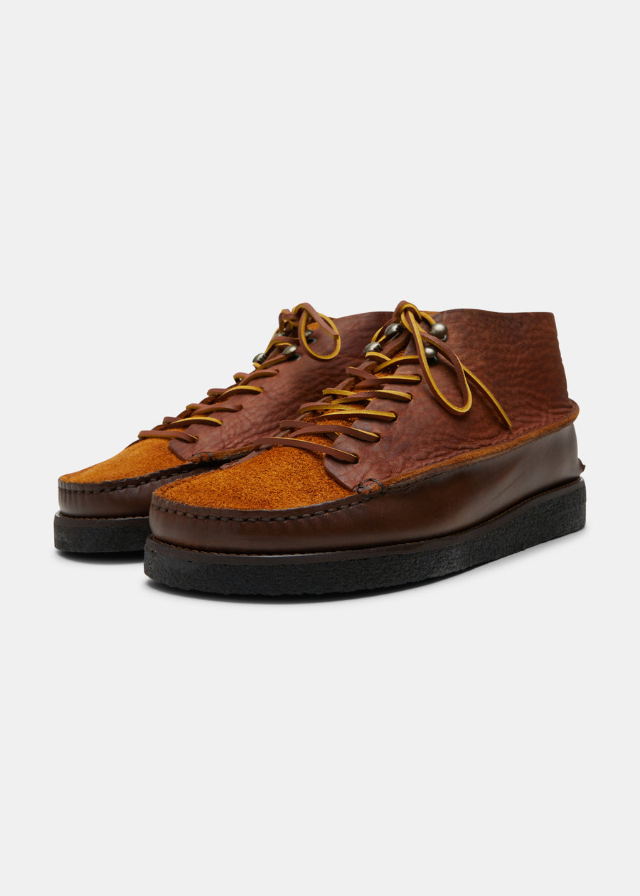 Fairfield Reverse Tumbled Leather Lace Hooks Boot On Crepe - Chestnut Brown