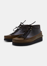 Load image into Gallery viewer, Yogi Fairfield Rev/Leather Lace Hooks Boots On Crepe - Olive - Angle
