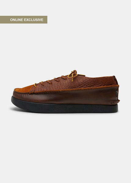 Finn Reverse Tumbled Leather Shoe On Negative Heel Chestnut