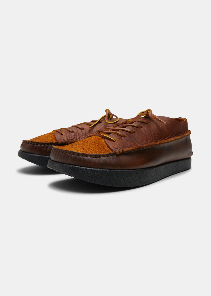 Finn Reverse Tumbled Leather Shoe On Negative Heel - Chestnut Brown