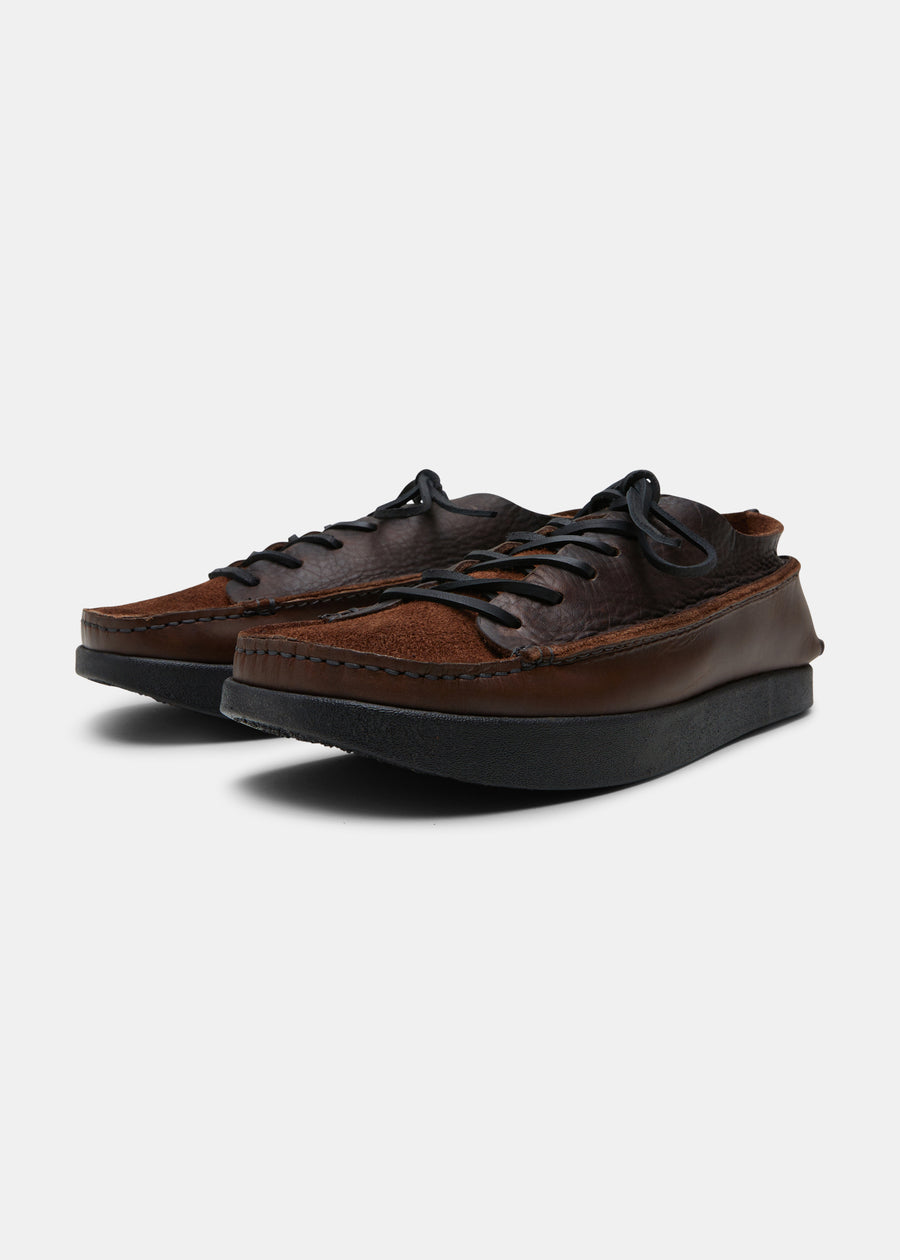 Finn Reverse Tumbled Leather Shoe On Negative Heel - Dark Brown