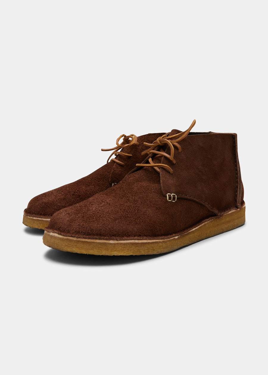 Glenn Reverse Tumbled Boot On Crepe Outsole - Dark Brown