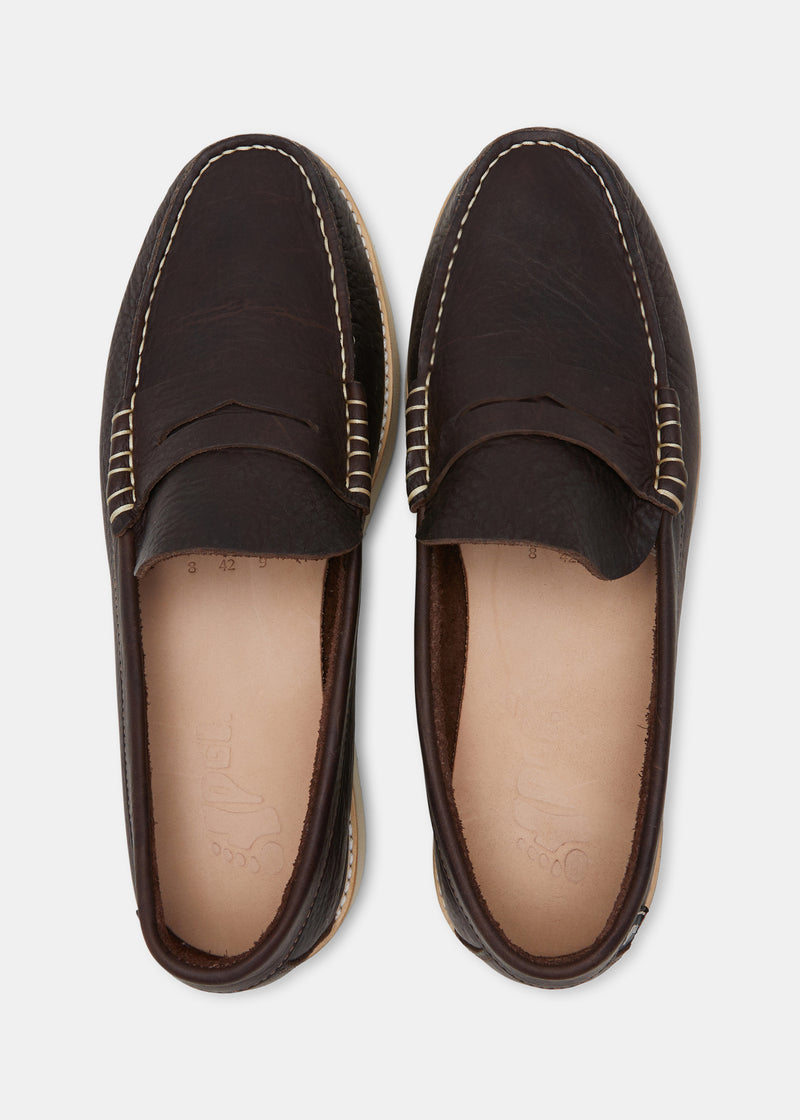 Load image into Gallery viewer, Rudy II Tumbled Leather Loafer - Dark Brown - Sole

