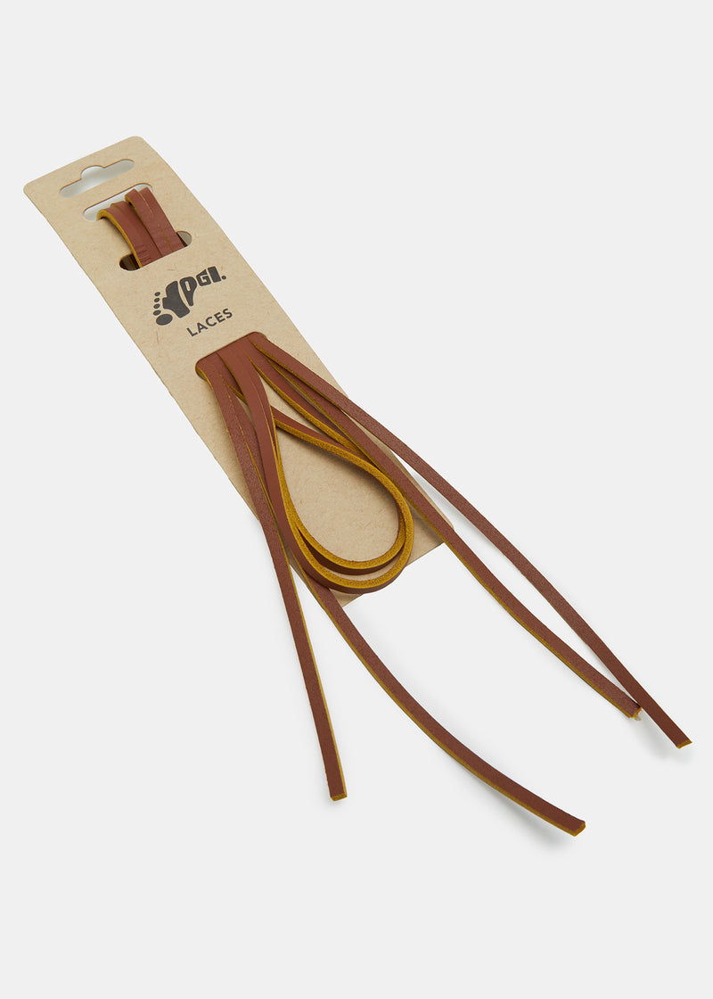 Load image into Gallery viewer, Yogi Leather Laces 150cm - Brown/Yellow - Front

