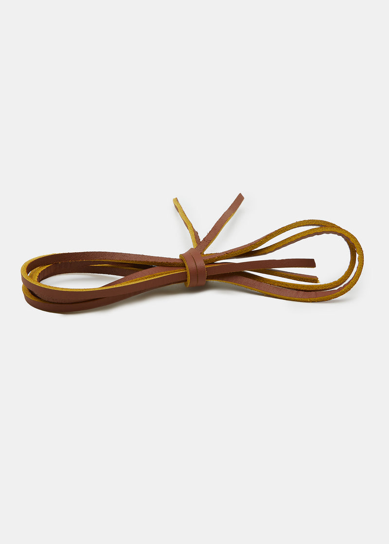 Load image into Gallery viewer, Yogi Leather Laces 150cm - Brown/Yellow - Front
