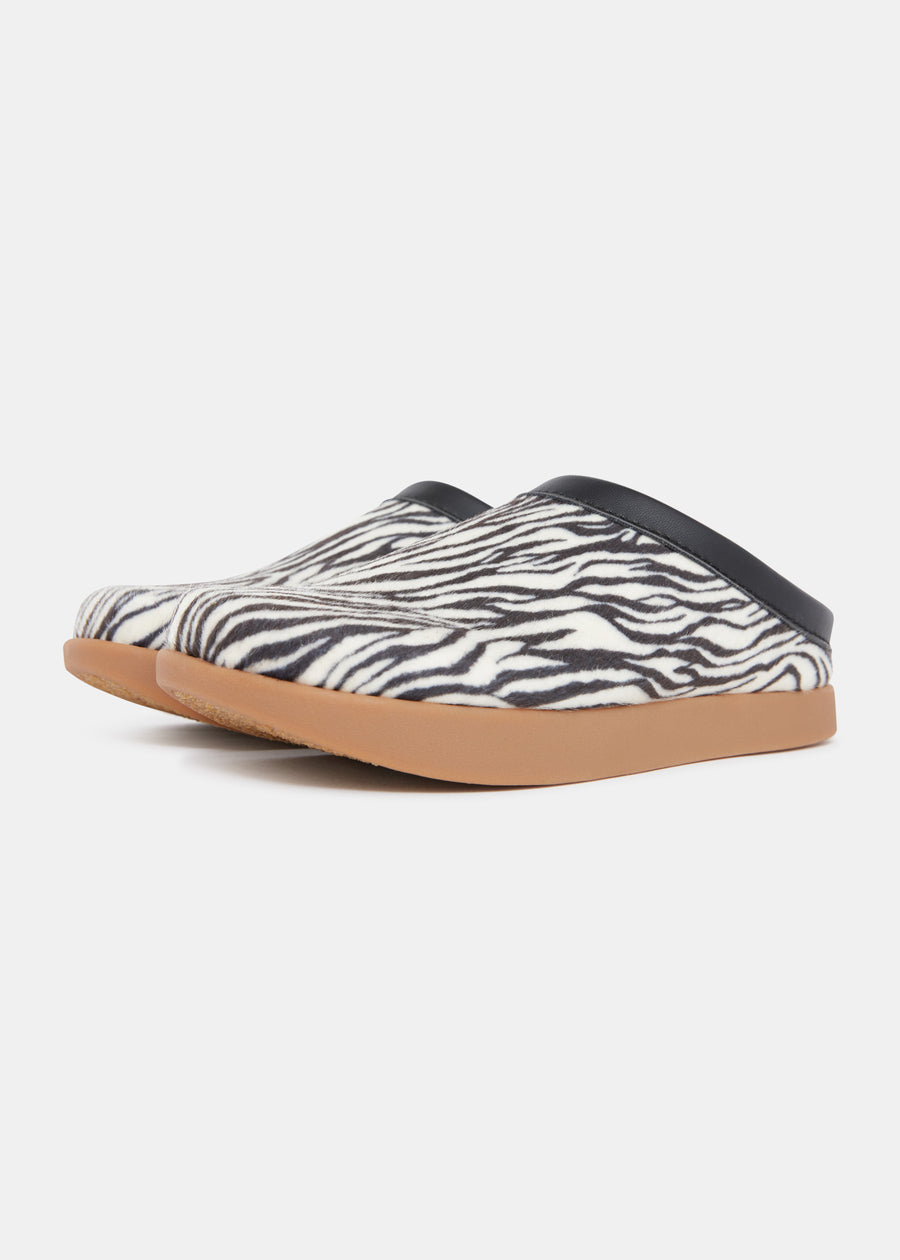 Floyd Animal Print Women's Mule On Negative Heel - Zebra