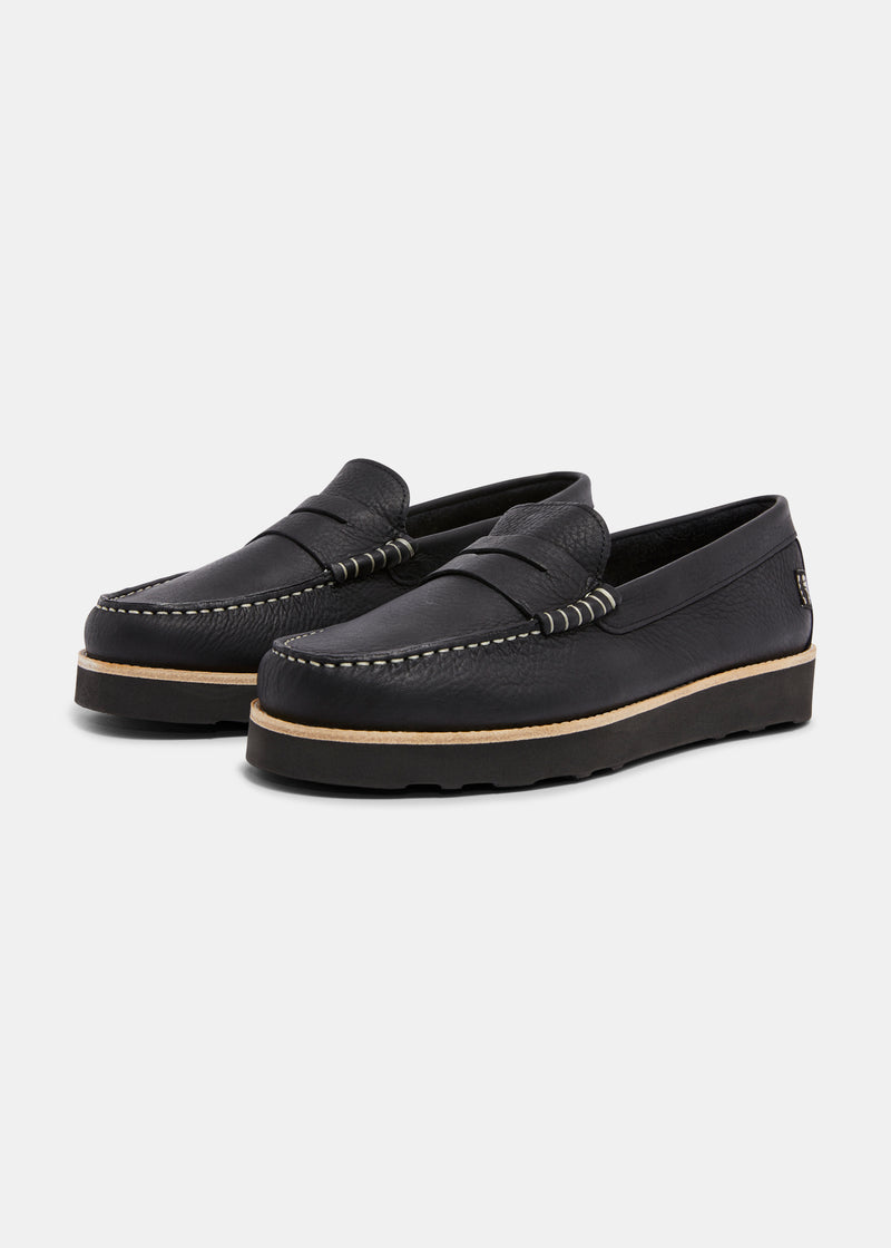 Load image into Gallery viewer, Rudy II Tumbled Leather Loafer - Black Mono
