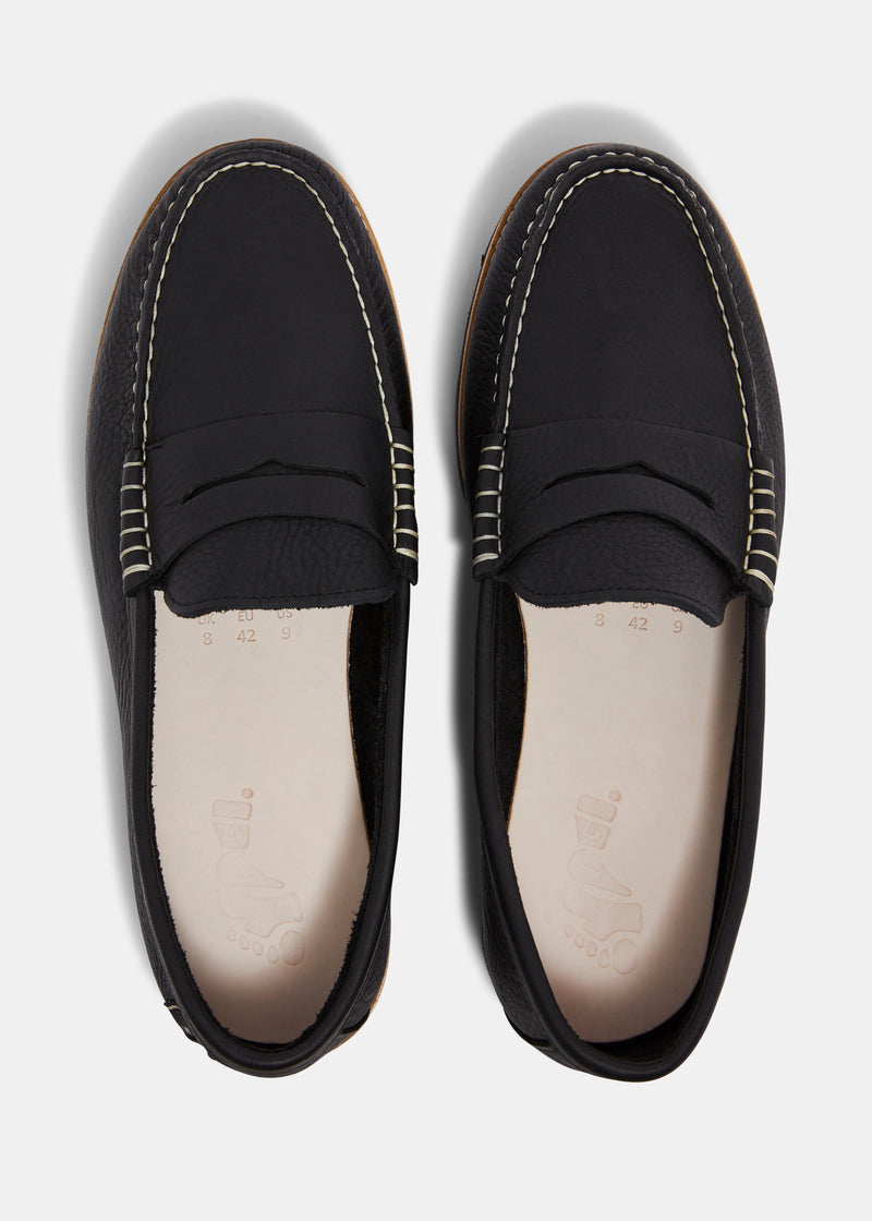 Load image into Gallery viewer, Rudy II Tumbled Leather Loafer - Black Mono
