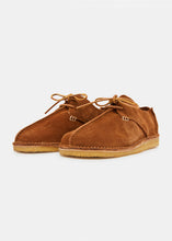 Load image into Gallery viewer, Yogi Caden Centre Seam Suede Shoe on Crepe - Cola Brown - Angle
