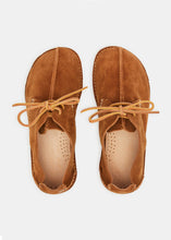 Load image into Gallery viewer, Yogi Caden Centre Seam Suede Shoe on Crepe - Cola Brown - Above
