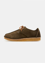 Load image into Gallery viewer, Yogi Caden Centre Seam Suede Shoe on Crepe - Olive - Side
