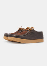 Load image into Gallery viewer, Yogi Willard Reverse Vamp Leather Shoe on Negative Heel - Dark Brown - Angle
