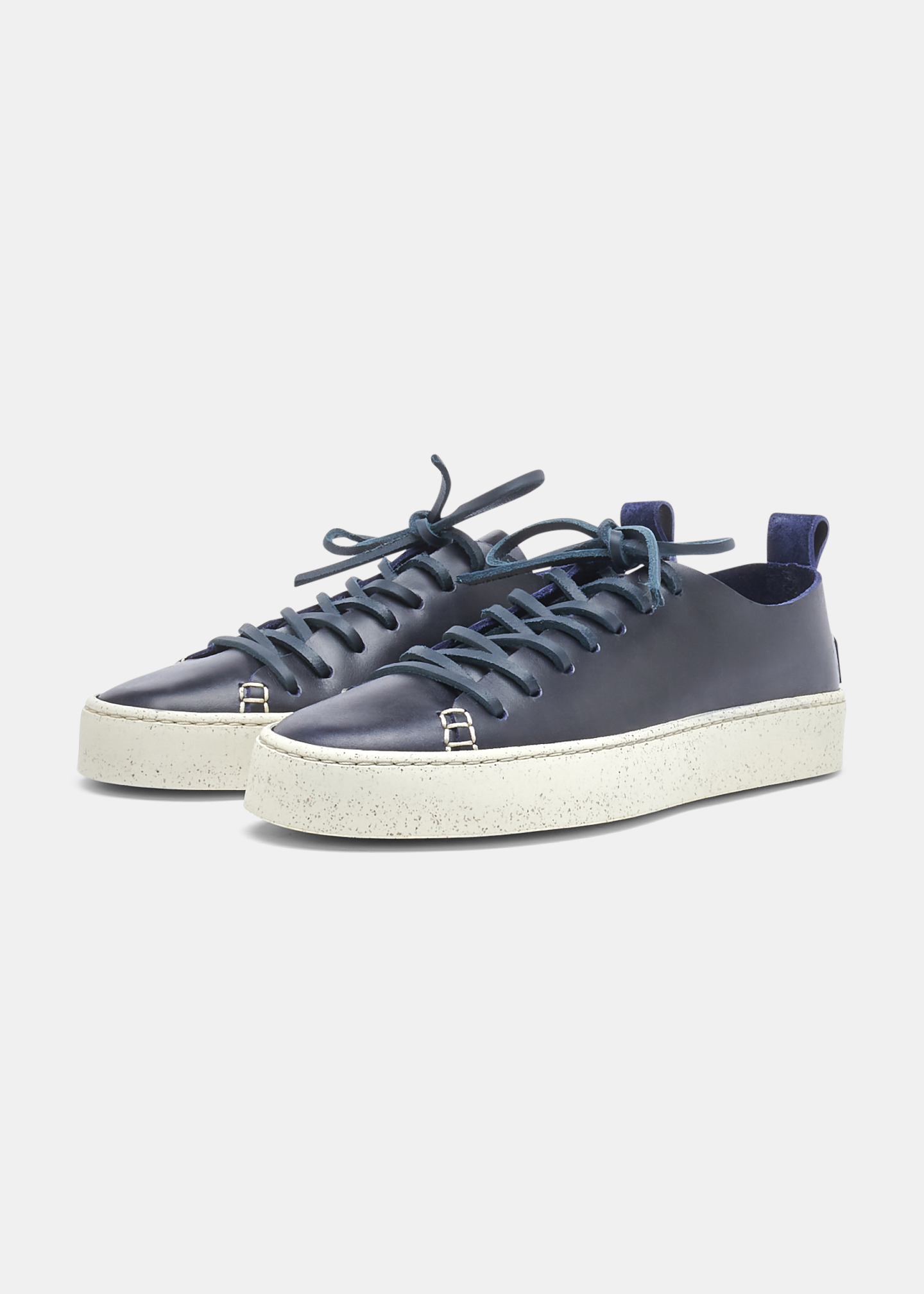 Womens navy online blue leather sneakers