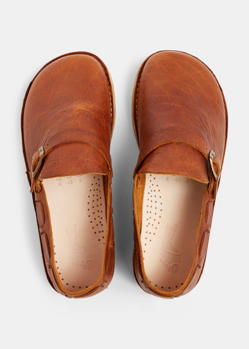 Corso Leather Buckle Monk Shoe On Crepe Chestnut Brown Yogi