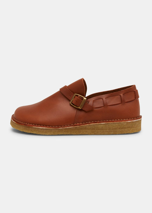 Yogi Corso Leather Buckle Monk Shoe On Crepe - Burnt Orange - Side